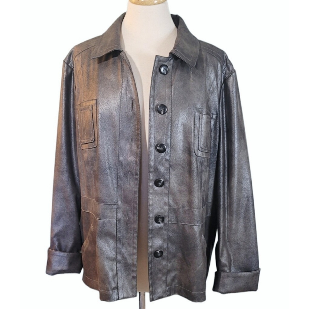 Chicos Faux Leather Jacket Size XL